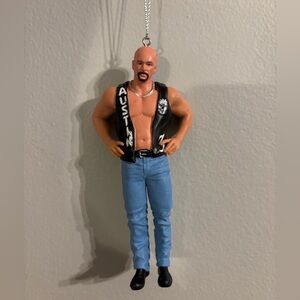 Stone Cold Steve Austin Wrestler Ornament with Black Vest and Blue Jeans